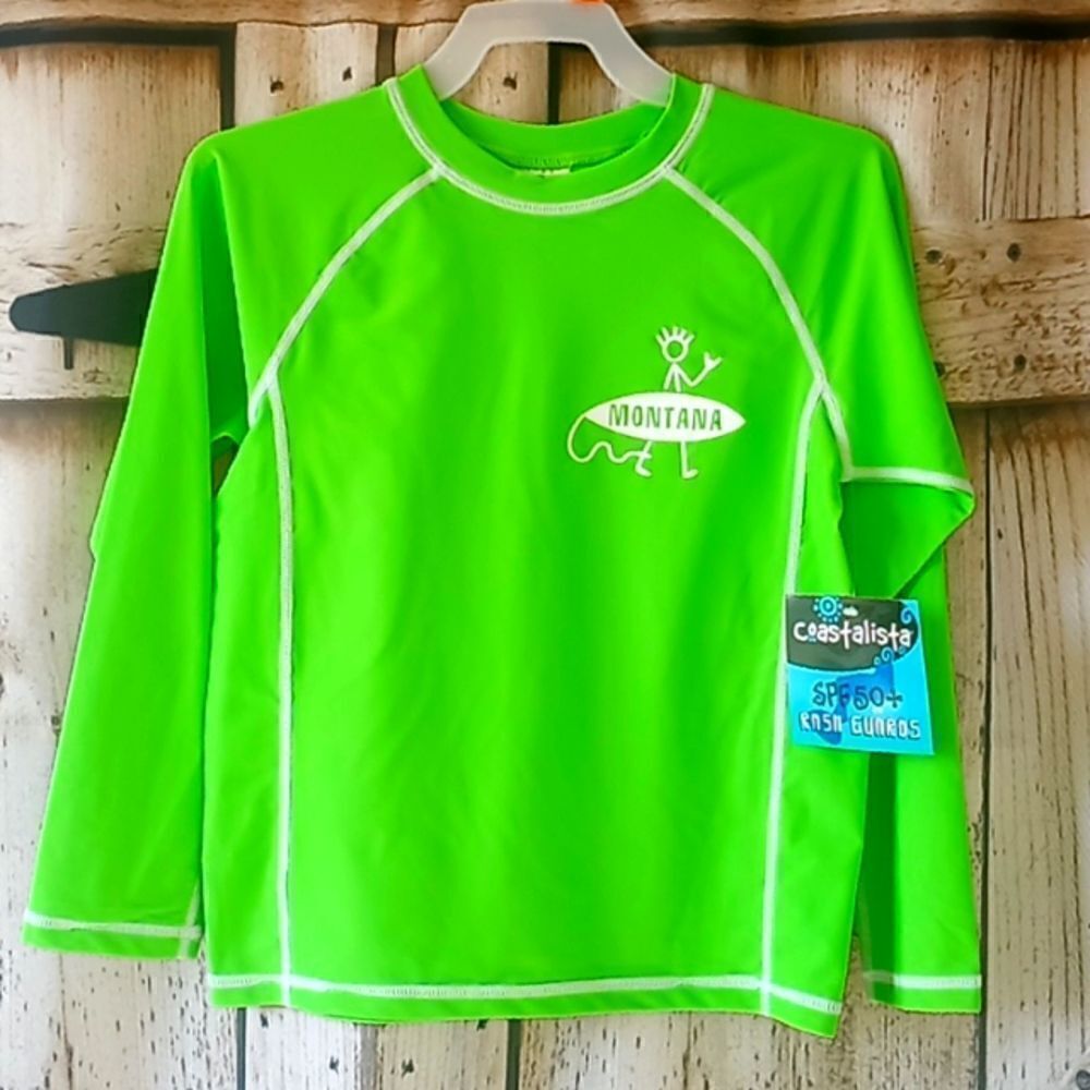 Boys Rash Gaurd Montana Logo Swim Shirt Swimsuit Bathing Suit Beach